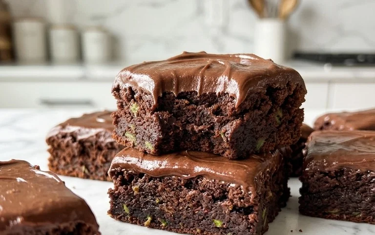 Zucchini Brownies with 1 minute Frosting!